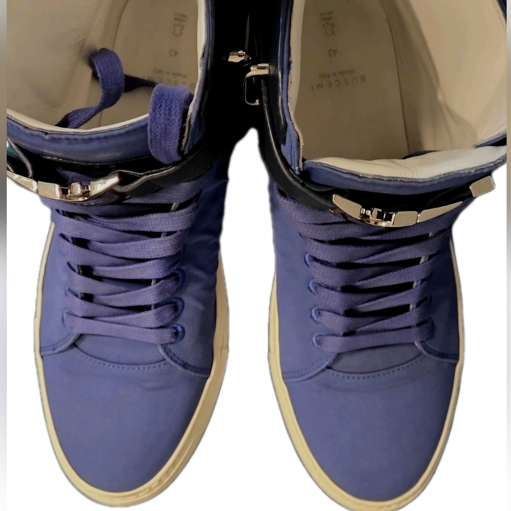 Buschemi Blue 100mm Fabric High Top Sneakers EU 43 US Men Size 10 - Picture 4 of 12